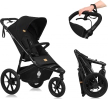Lionelo LO-AZURA BLACK ONYX Azura - Passeggino Tre Ruote Leggero Pieghevole da 0-3 Anni Black Onyx