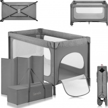 Lionelo LO-JASMIN-EASY-FOLD-GREY-STONE Lettino Culla Neonato da Campeggio Pieghevole + Borsa Grey Stone Jasmine