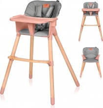 Lionelo LO-KOEN PINK ROSE Koen - Seggiolone Pappa 2 in 1 da 6 mesi fino a 30 Kg Pink Rose