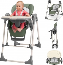 Lionelo LO-LAURICE GREEN OLIVE Laurice - Seggiolone Pappa 2 in 1 6-36 Mesi Sdraietta Neonato Green Oliv
