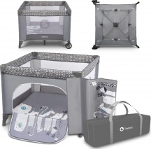 Lionelo LO-LENE GREY STONE Box per Bambini Neonato fino a 15 Kg Rete apribile Ruote Grey Stone Lene
