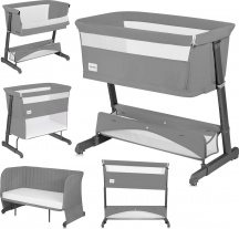 Lionelo LO-THOMI-PLUS-GREY-CONCRETE Lettino Culla Neonato da Campeggio Co-sleeping Grey Concrete Thomi Plus