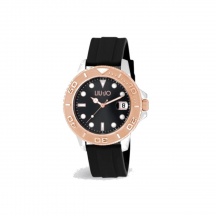 Liu Jo TLJ1879 Orologio Unisex 36mm AcciaioOro Rosa Silicone Nero Quarzo 3ATM