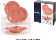 Luminarc PG785388 Servizio Piatti 18 Pezzi in Vetro Opale Ipomea colore Rosa