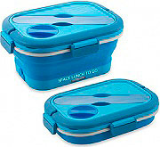 MACOM 864 Portavivande Elettrico Scaldavivande Pieghevole + Posate colore Blu