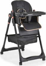 MONi LINDO BLACK Lindo - Seggiolone Pappa 6 mesi - 15 Kg Reclinabile con Ruote Black