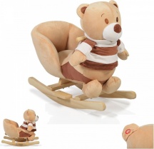 MONi WJ-635 KAKI Dondolo Bambini da 12M - 30Kg  con Suoni Beige con Orso di Peluche