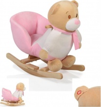 MONi WJ-635 PINK Dondolo per Bambini in Legno con Suoni Peluche Orso colore Rosa