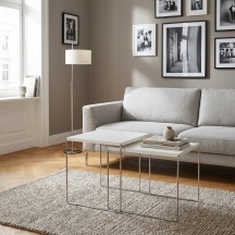 Maconi 1142 Set 2 Tavolini Quadrati 44x44x4044x39x37 Bianco OpacoCromo Newline