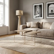Maconi 1142 Set 2 Tavolini Quadrati 44x44x4044x39x37 Tortora OpacoCromo Newline