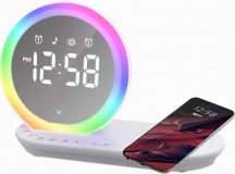 Majestic RS138WI WH Radiosveglia FM con Anello RGB e Ricarica Wireless