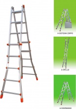 Marchetti 20703 Scala telescopica Alluminio 5 5 Gradini Altezza 4.90 Mt  Squadra