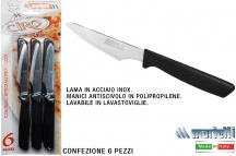 Marietti I122 Coltelli Pizza confezione 6 pezzi Manico Nero Articolo 122