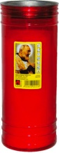 Mchr T100 SPR Cero Votivo Padre Pio Rosso Maxi cm 8 h 24