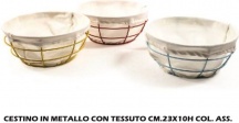 Mercury MER16727 Cestino In Metallo con Tessuto cm 23x10h Assortito