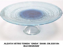 Mercury MER49454 Alzata Vetro Tonda cm 33x10h Onda Blu Degrade