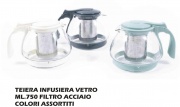 Mercury R17405 Teiera Infusiera in Vetro ml 750 Filtro Acciaio cm 15.5x12x10.5h