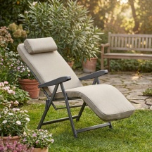 Metal Far PAR79N PARADISO Sabbia Sdraio da Giardino Pieghevole Poggiagambe 60x154x65 cm Sabbia Paradiso
