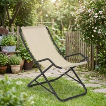 Metal Far 190TEXE Sdraio da Giardino Pieghevole MetalloTessuto 62x90x85 Ecr� Traspira