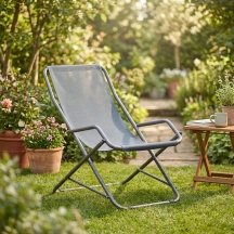 Metal Far 190TEXG Sdraio da Giardino Pieghevole MetalloTessuto 62x90x85 Grigio Traspira