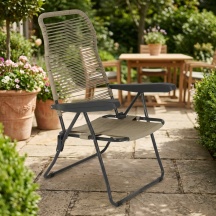 Metal Far LIPARI CORDONATA Sdraio da Giardino Pieghevole in Ferro 62x64x105 cm Tortora Lipari