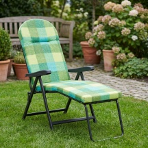 Metal Far S59RON Sdraio da Giardino Pieghevole Poggiagambe 60x175x63 cm Verde Rodi