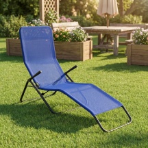 Metal Far ST014868 Sdraio da Giardino Pieghevole Poggiagambe 175x68x100 cm Antracite