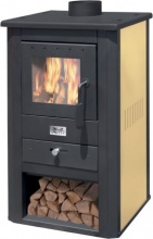 Mille 570.13 Stufa a Legna in Acciaio 13 kW 302 m3 con Portalegna Nero e Avorio PALLADE