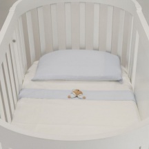 NANAN 12416A Lenzuola Lettino Ovale Neonato Federa SopraSotto Azzurro - Puccio