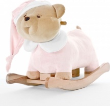 NANAN 1258R Dondolo per Bambini in Legno con Orsetto colore Rosa - Puccio