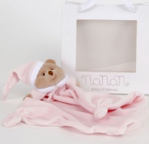 NANAN 1269R Fazzoletto dentini Neonato Massaggiagengive morbida Stoffa Rosa - Puccio