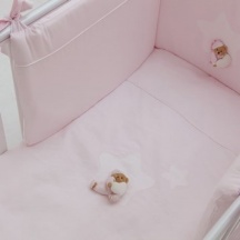 NANAN 12817R Piumone e Paracolpi Lettino 4 Pezzi Rosa - Puccio Sei la Mia Stella