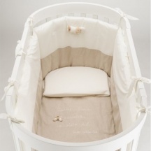 NANAN 39417 Piumone e Paracolpi per Lettino Ovale Set in Cotone 3 pezzi Beige - Tato