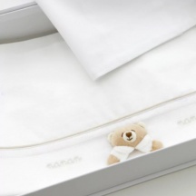 NANAN 39815 Lenzuola Carrozzina Neonato Set Letto Federa + Sopra + Sotto Bianco - Tato
