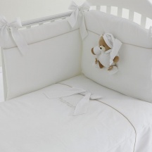 NANAN 39817 Piumone e Paracolpi per Lettino Set in Cotone 3 pezzi Bianco - Tato