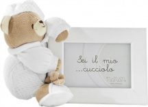 NANAN 5601 Cornice per Foto in Legno Portafoto 13x9 cm con Orsacchiotto Bianco Tato