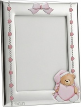 NANAN NCO0006 Cornice Portafoto Argento 13x18 cm colore Rosa - Orso Cuore