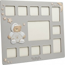 NANAN NCO0049 Cornice Portafoto Argento 29x23 cm - Orsetto 12 Mesi
