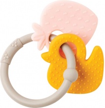 NATTOU 879545 Massaggiagengive Neonato in Silicone Rosa e Arancione Animaletti