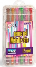 Niji 61133 Penna gel Penna in gel con cappuccio Multicolore 12 pezzi