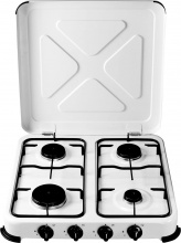 Niklas PF02118FG Fornello a Gas 4 Fuochi Acciaio Porcellanato Coperchio Bianco