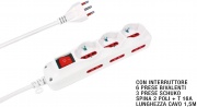Nova Line 019117 Multipresa 3 Prese Schuko Bip. + 6 Bival. 10 16A con Int.