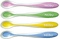 Nuby ID5277 Posate infanzia Set Cucchiaini Termosensibili per Bambini da 3+ Mesi