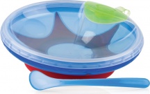 Nuby ID5342 Set Pappa 3M+ Piatto e Cucchiaio in Polipropilene colori Assortiti