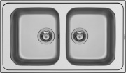 PYRAMIS 107132531 Lavello Cucina 2 Vasche 79 cm Inox Spazzolato  Fedra 2B