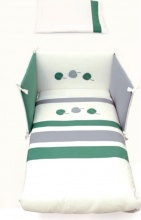 Pali 0687ASTRIDG Piumone Lettino Set 3 Pezzi Astrid colore Bianco Verde e Grigio