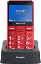 Panasonic KX-TU155EXRN Telefono Cellulare Anziani Tasti Grandi SOS con Base Rosso