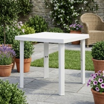 Pas FIGARO_BIANCO Tavolino da Giardino Quadrato in Plastica 80x80x72h cm Bianco - Figaro