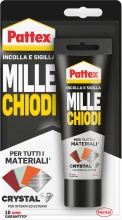 Pattex 2449235 Colla Montaggio Millechiodi Crystal Trasparente Tubetto da 90 gr