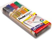 Pentel 100863 Evidenziatore 4 pezzi Nero Blu Verde Rosso